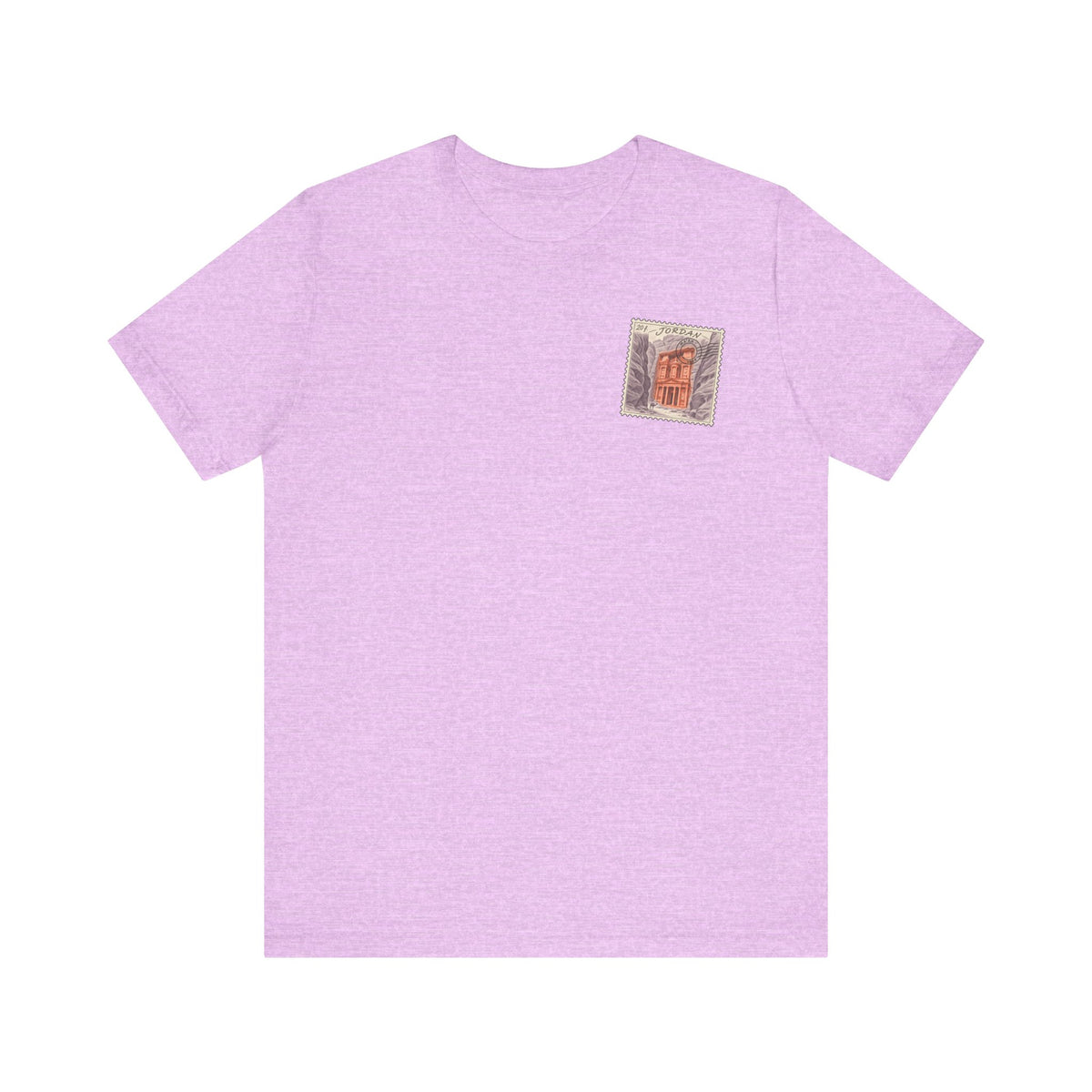 Lilac crewneck T-shirt with small chest square graphic print