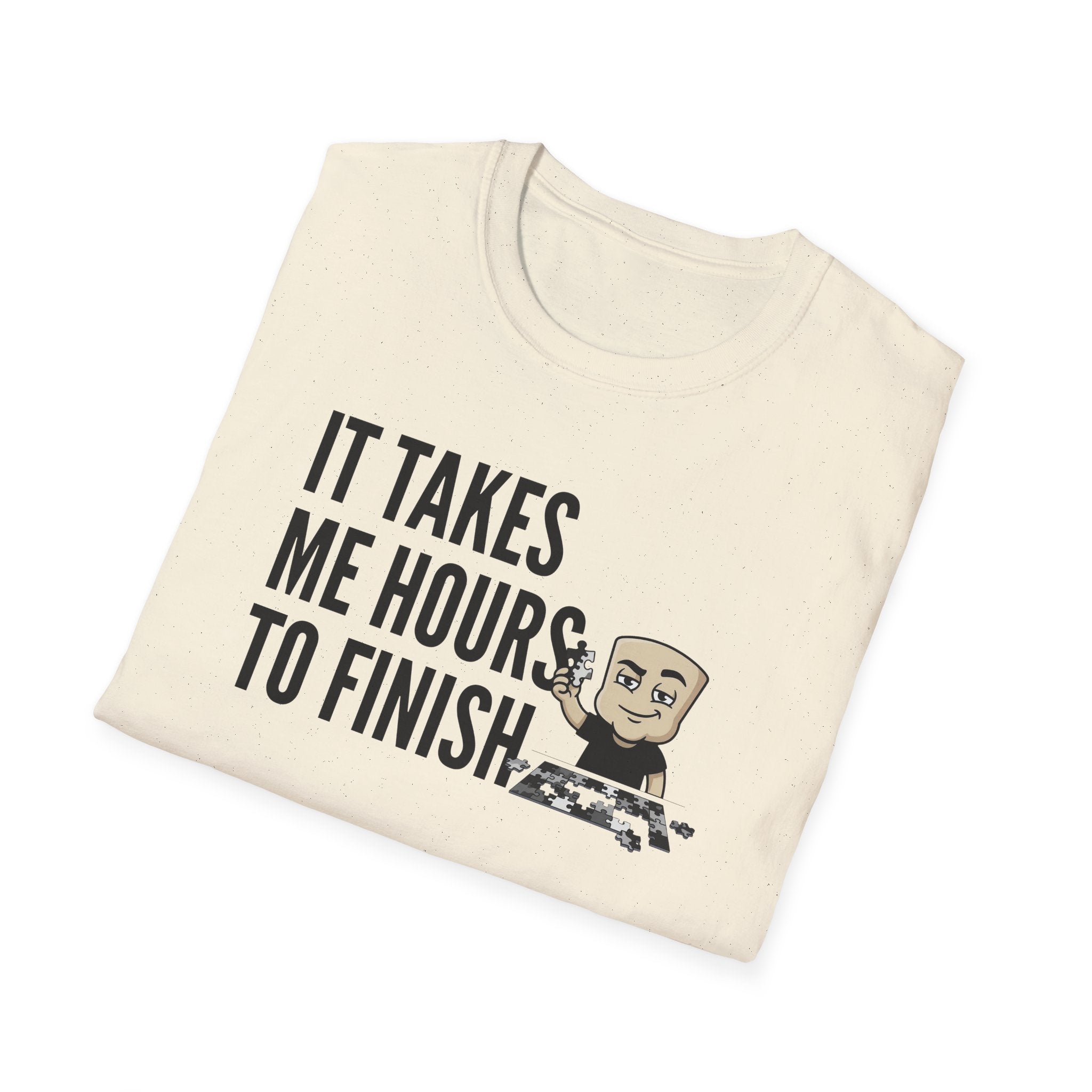 Natural cream T-shirt with puzzle quote graphic