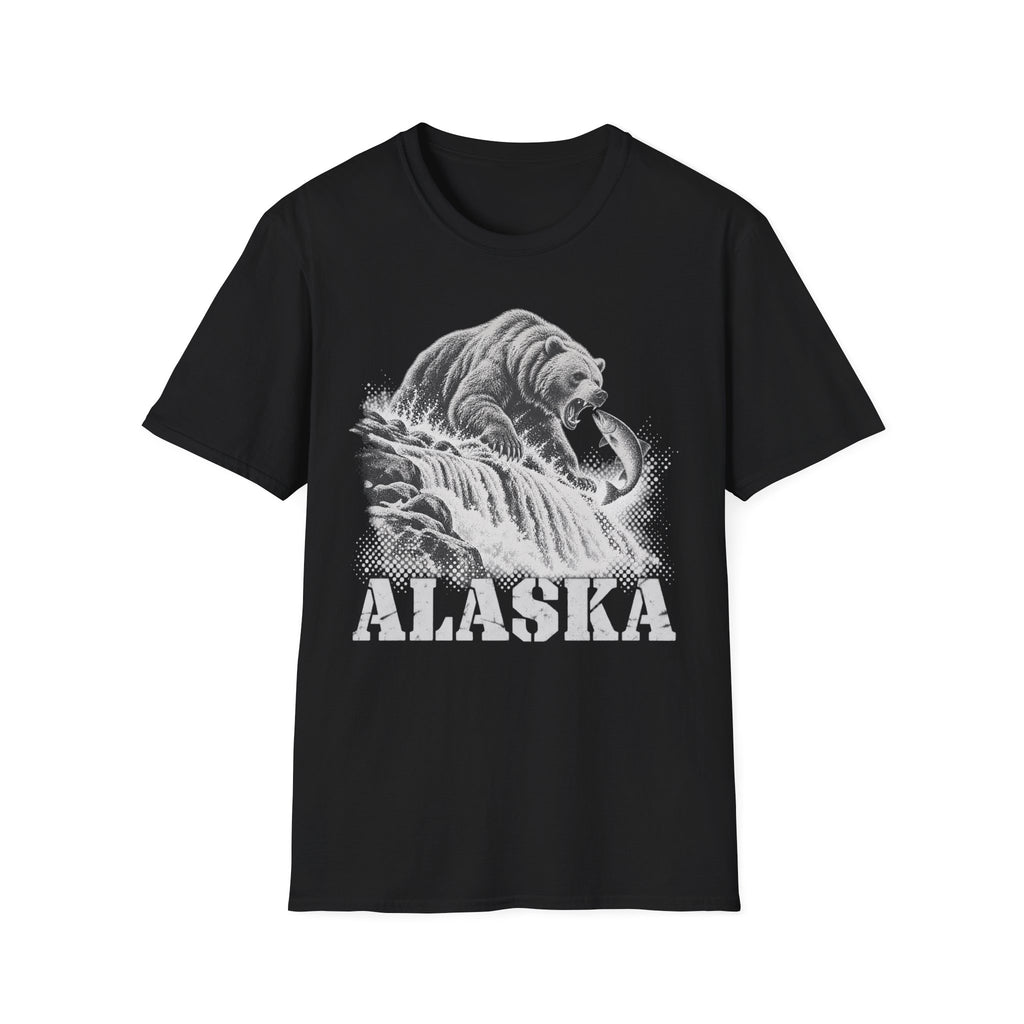 Black graphic t-shirt with grizzly bear and ALASKA text print