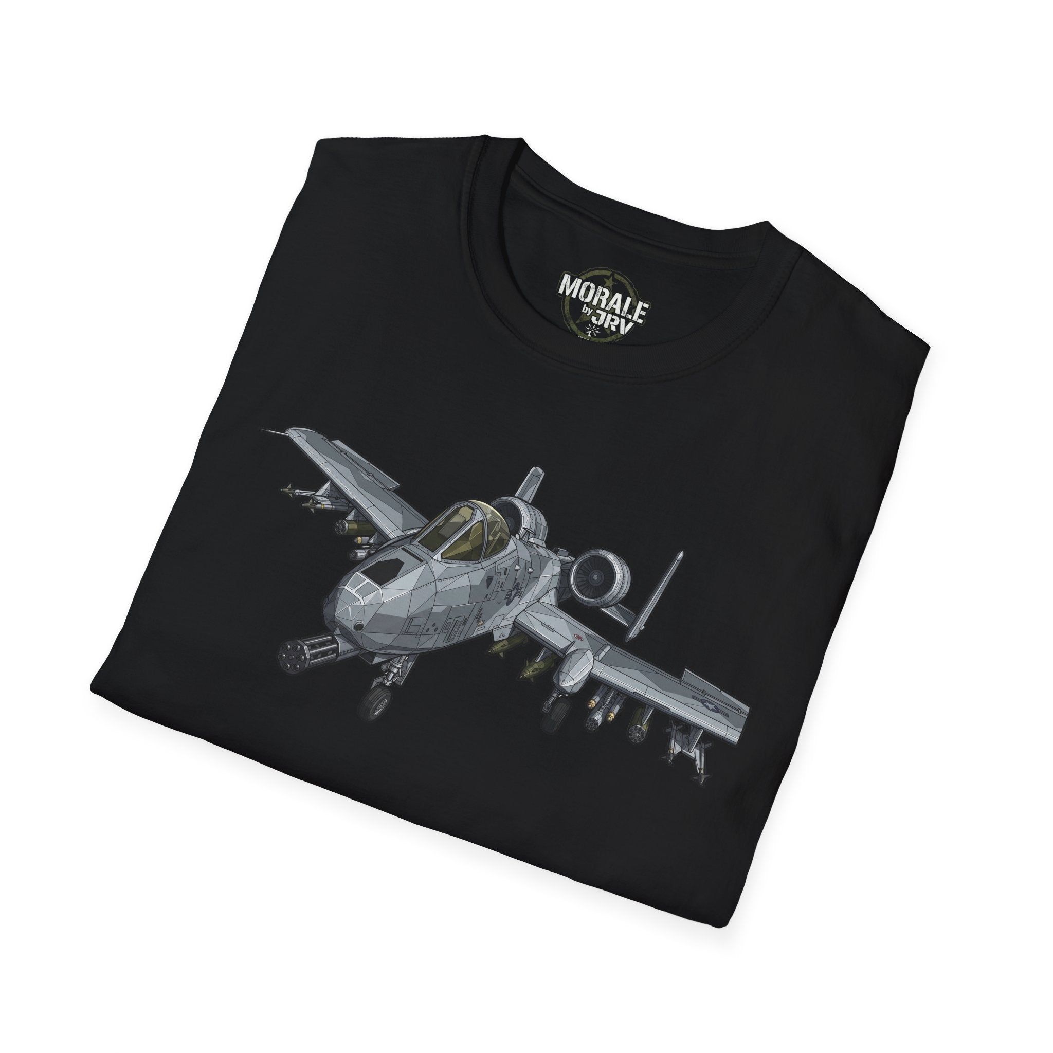 A-10 Warthog T-shirt, black, large jet graphic on front