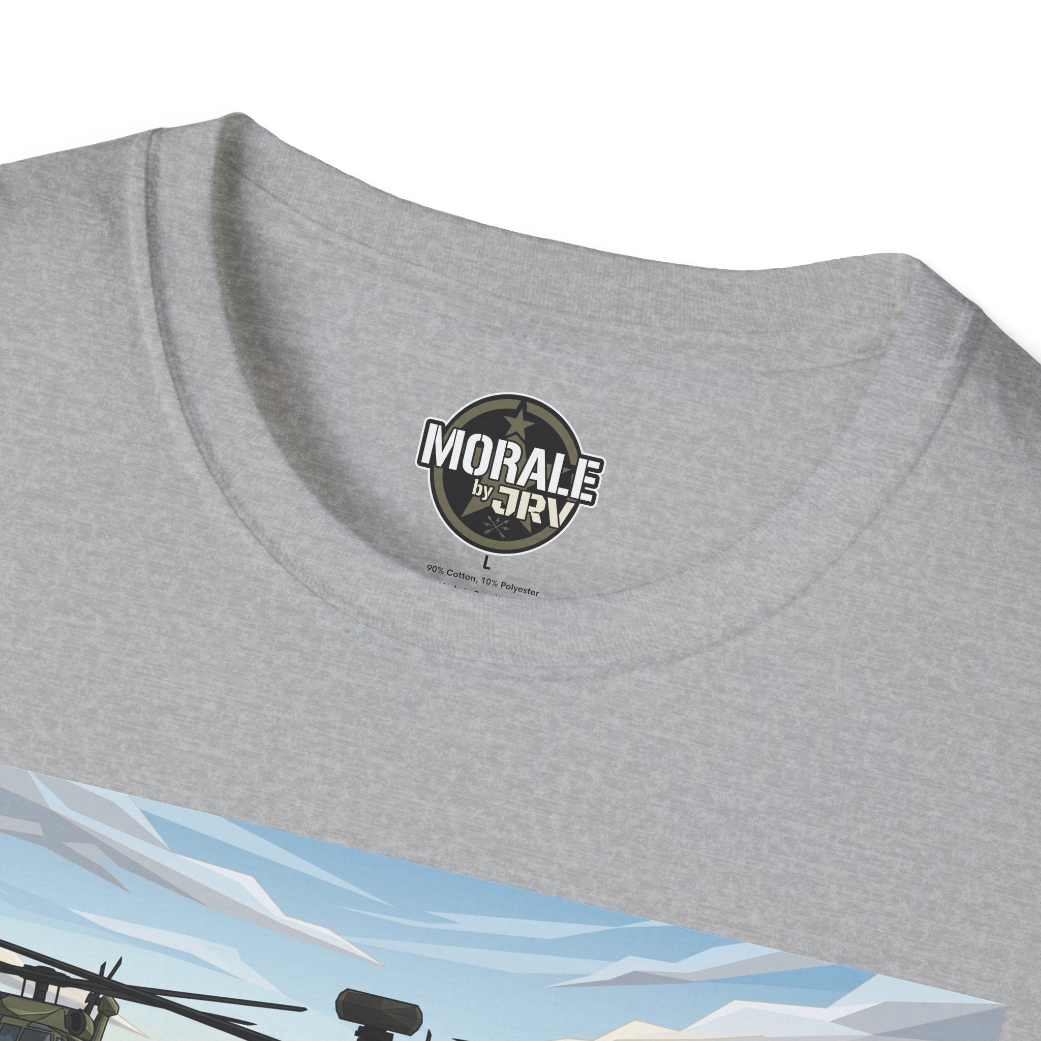 Sport Grey T-shirt neckline with small round logo patch