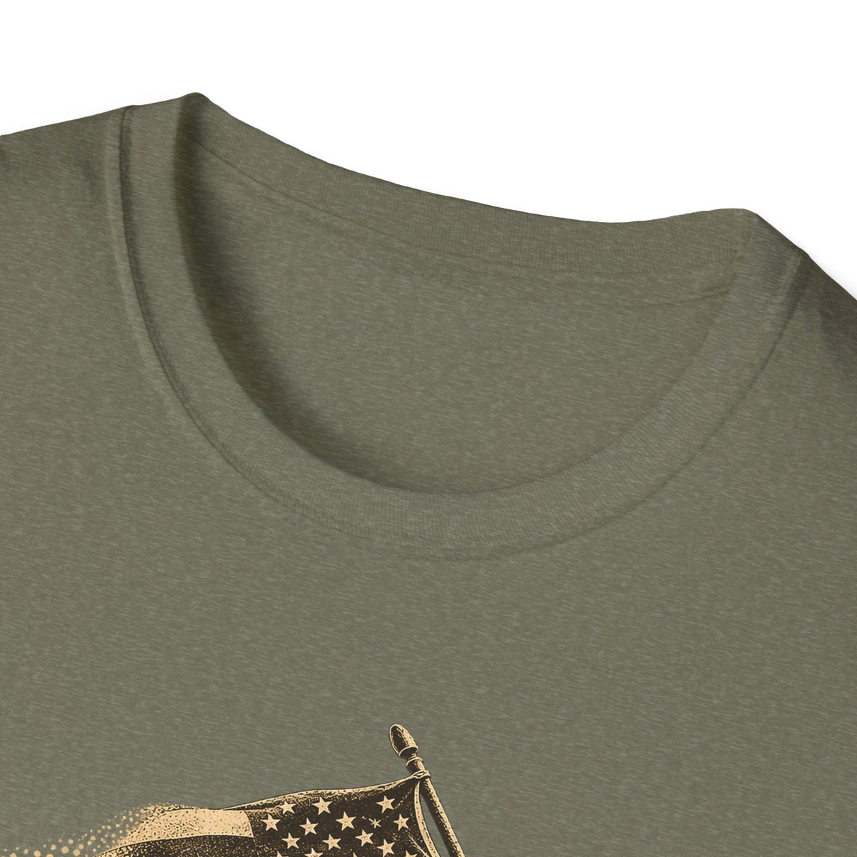 Carry the Colors graphic soldier T-shirt, olive green close-up of flag-bearer print
