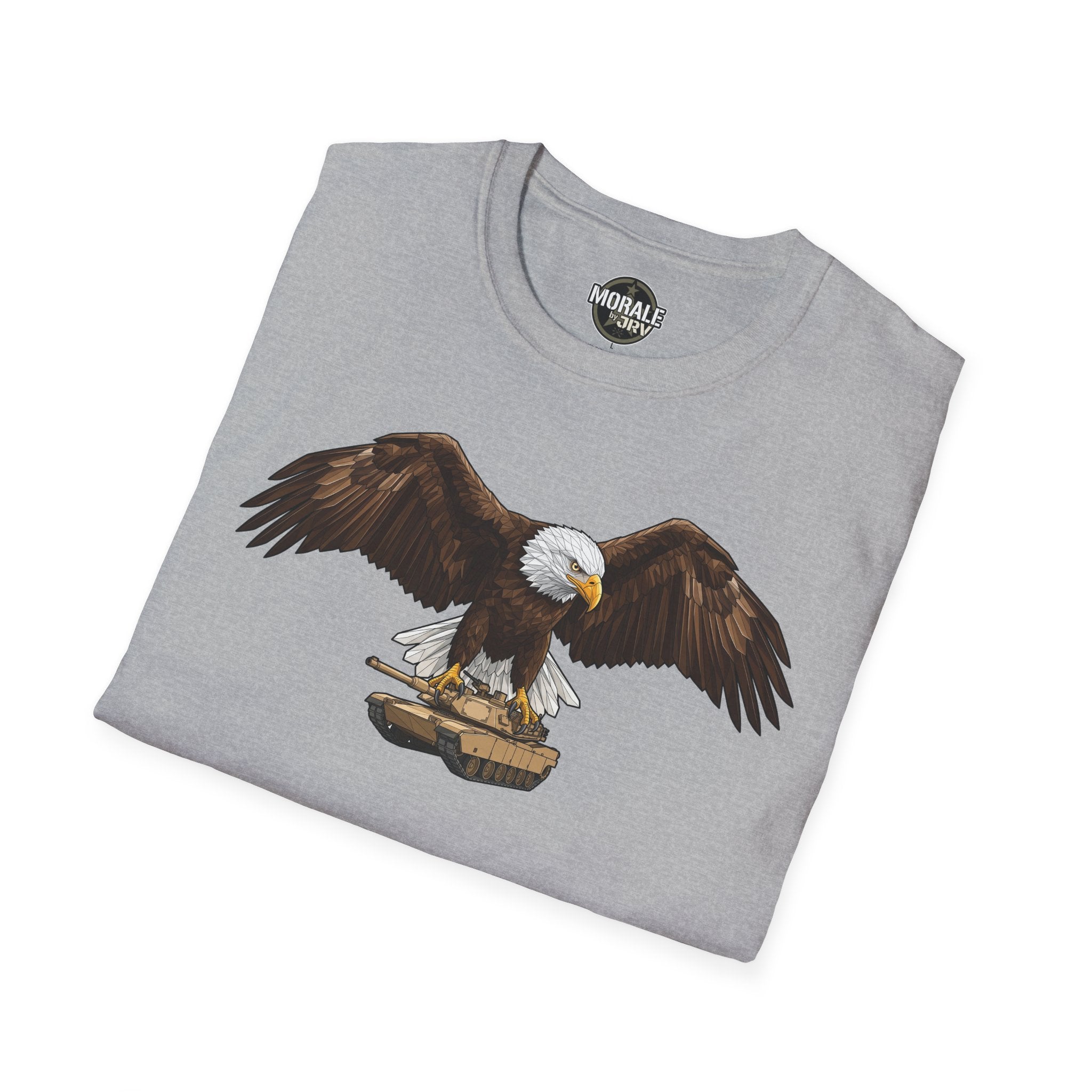 Sport Grey T-shirt with bald eagle and military tank graphic