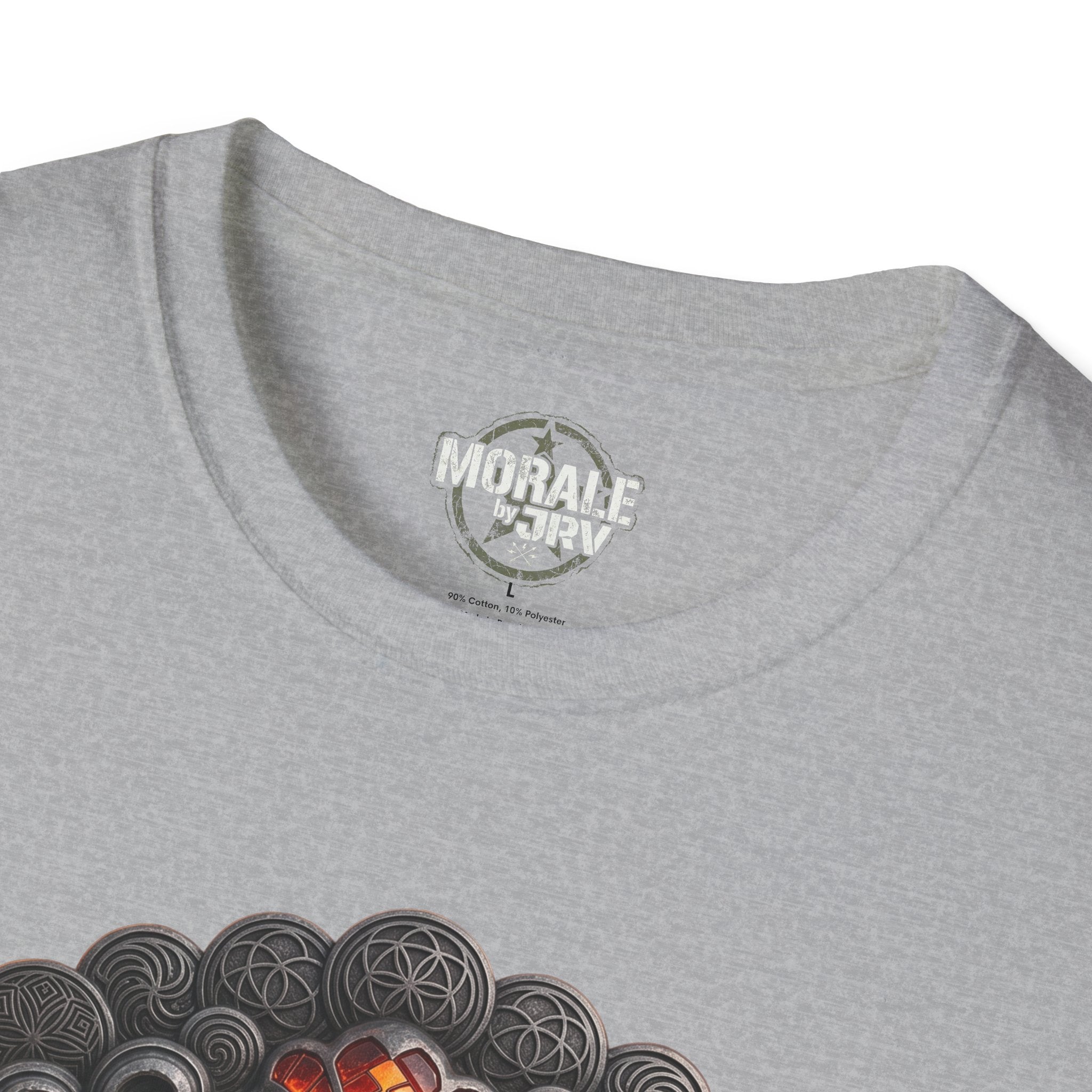 Sport grey T-shirt neckline logo with top of volcano graphic