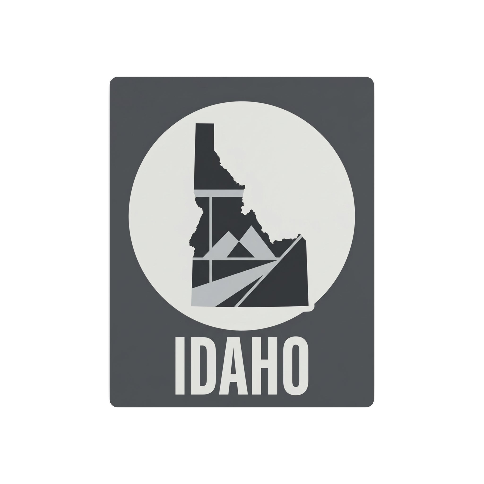 Idaho metal wall art sign with state silhouette in circle and "IDAHO" text