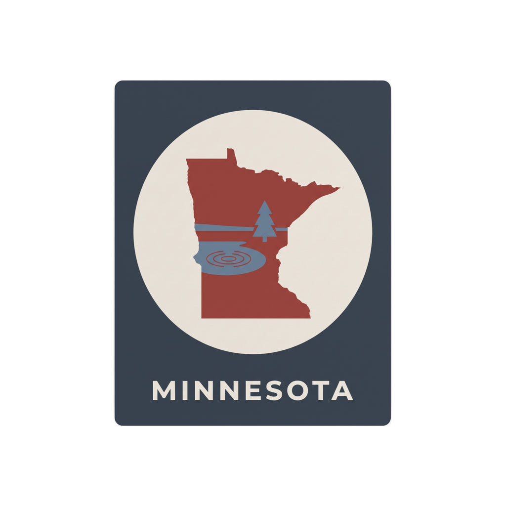 Square Minnesota metal wall art sign with circular state graphic and “MINNESOTA” text