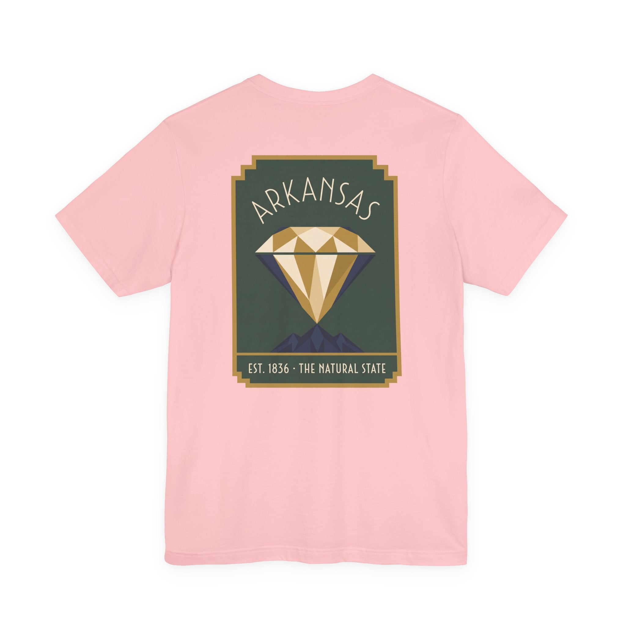 Pink T-shirt with large square diamond state graphic on chest