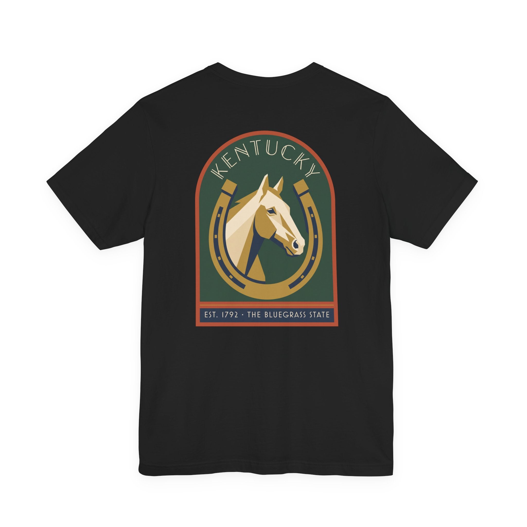 Black T-shirt with Kentucky horse crest graphic