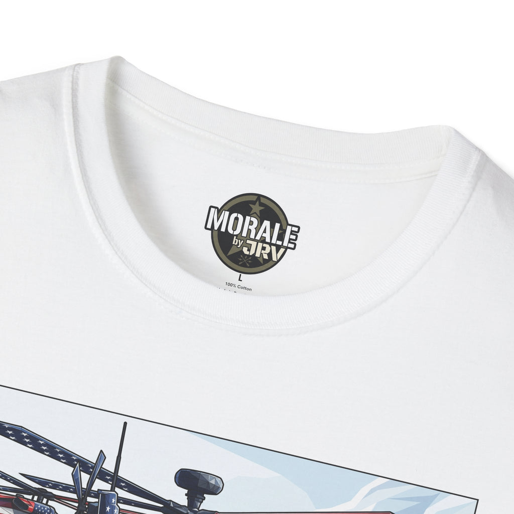 White crewneck T-shirt with MORAL MARTI logo at neckline