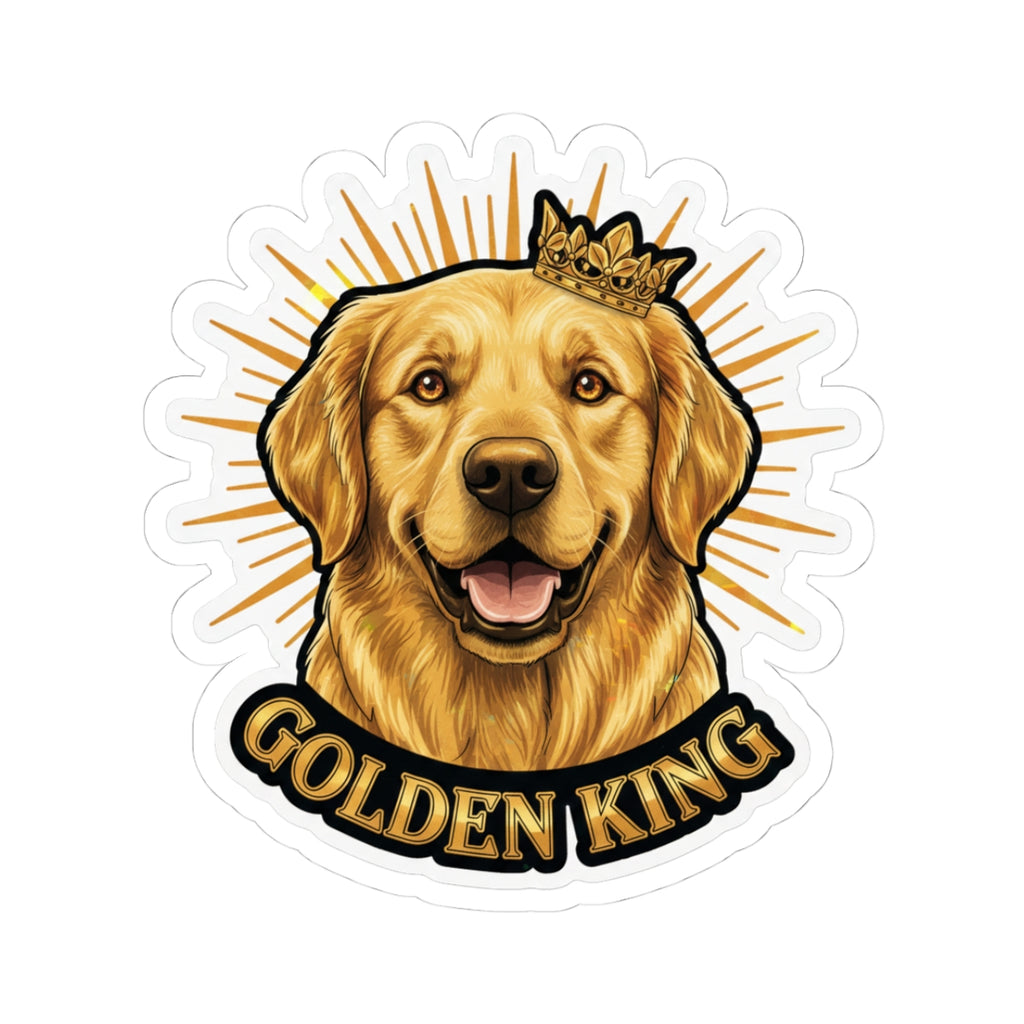Golden Retriever King sticker with crown and 'GOLDEN KING' text