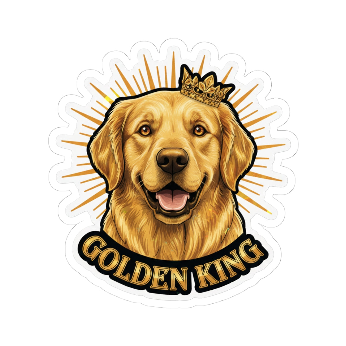 Golden Retriever King sticker with crown and 'GOLDEN KING' text