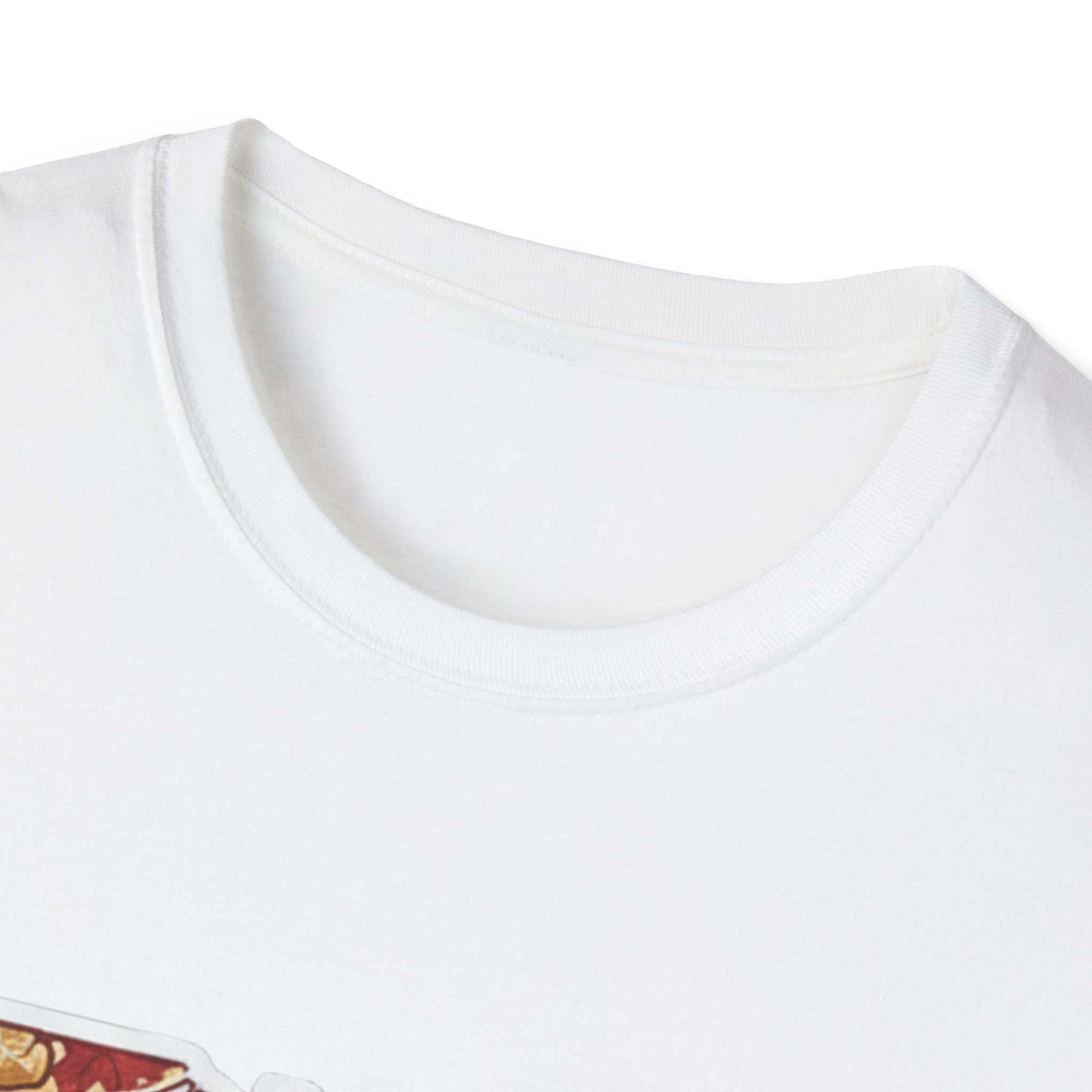 White crew neck T-shirt collar detail