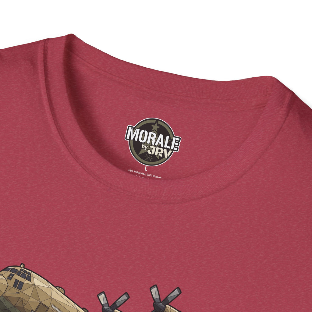 C-130 Cargo Plane T-Shirt, Brust-Logo MORALЕ by ARI, rundes Halsbündchen