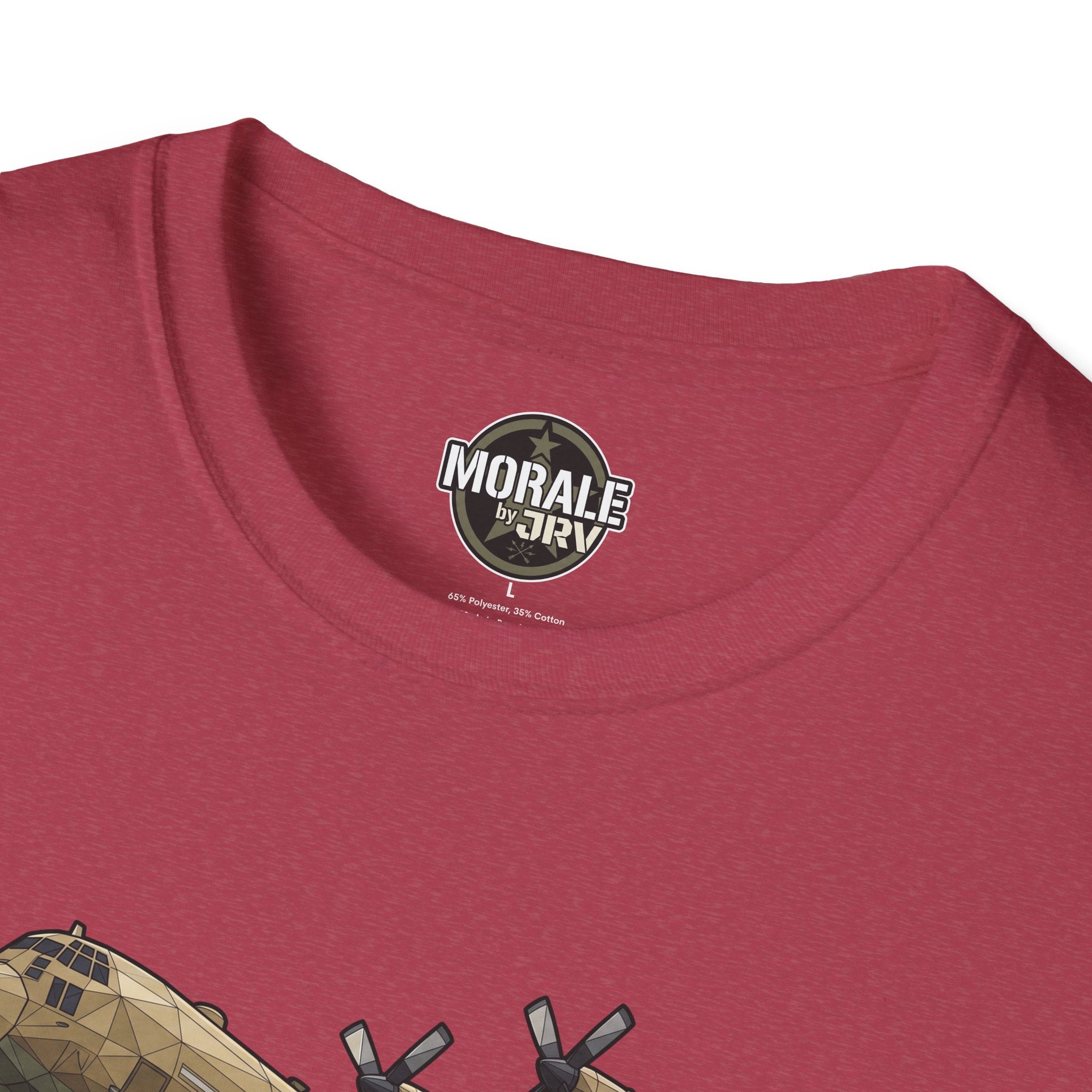 C-130 Cargo Plane T-Shirt, Brust-Logo MORALЕ by ARI, rundes Halsbündchen