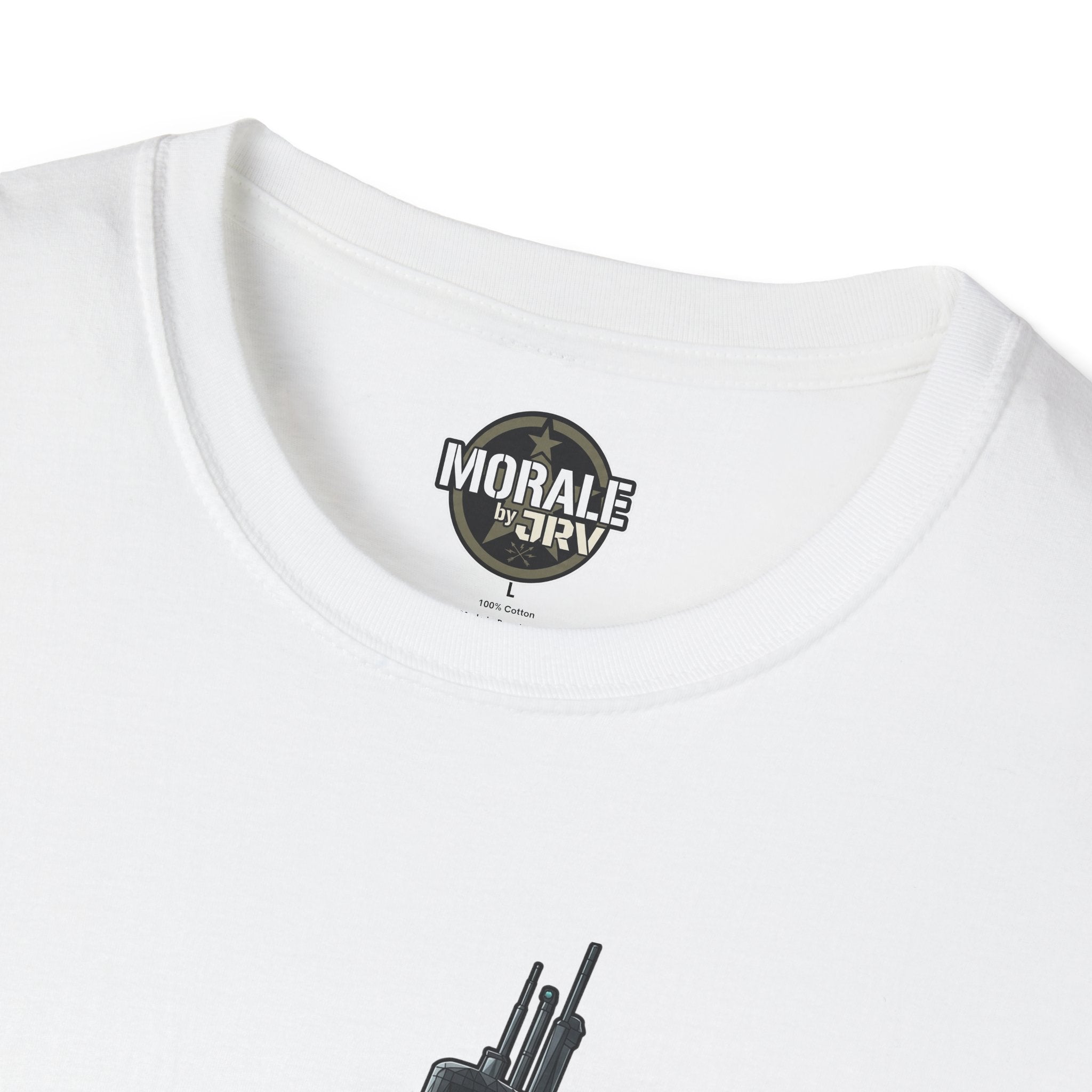 Silent Service T-shirt, white: chest logo patch near neckline