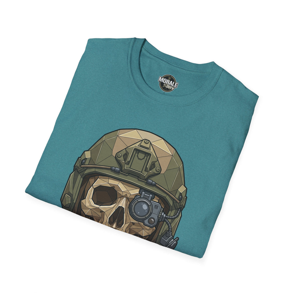 Tactical Skull T-Shirt türkis mit großer Helm-Skull-Grafik auf der Vorderseite