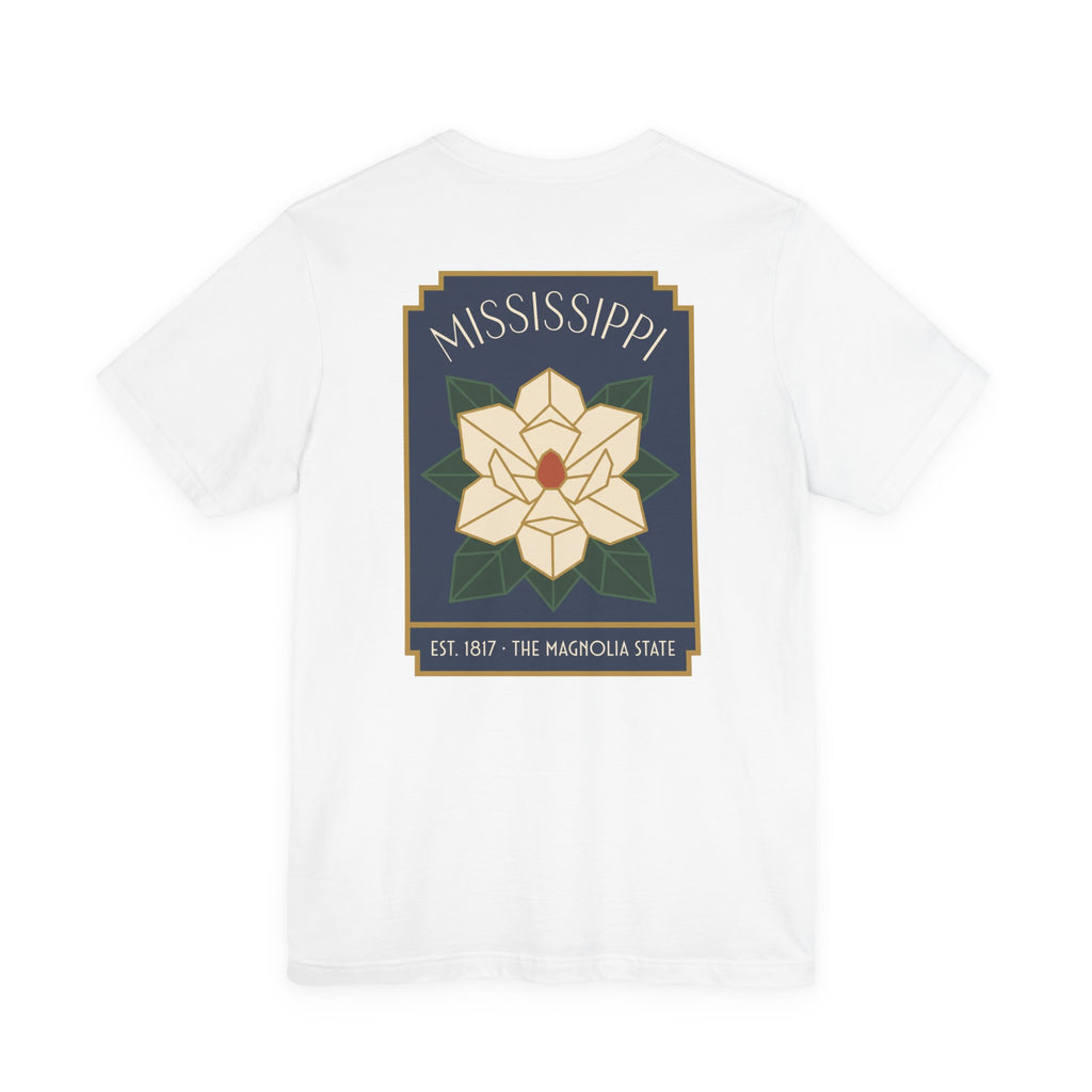 White T-shirt with large back magnolia state graphic print