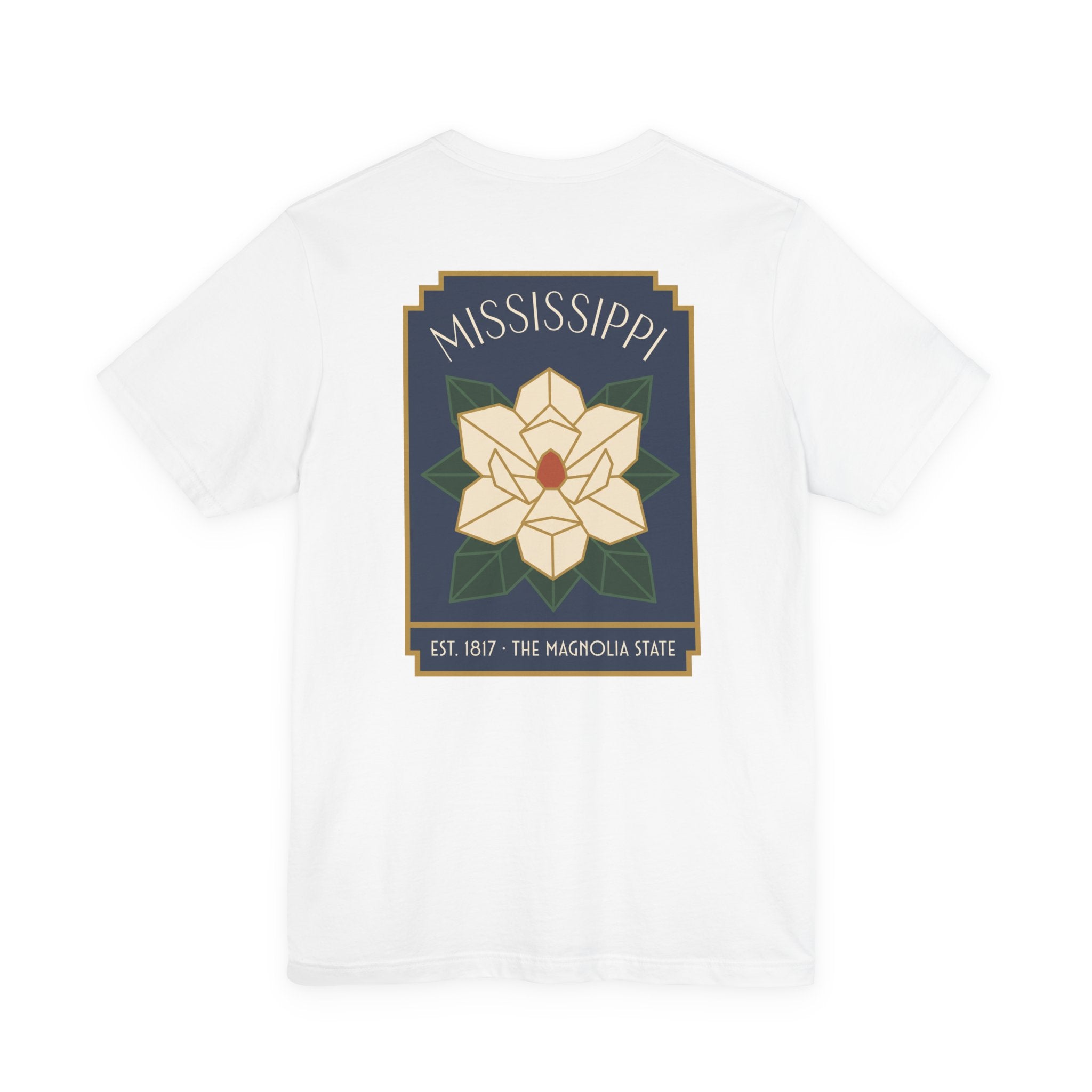 White T-shirt with large back magnolia state graphic print