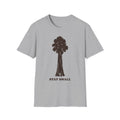 Stay Small T-Shirt, light gray with Sequoia tree graphic and 'STAY SMALL' text