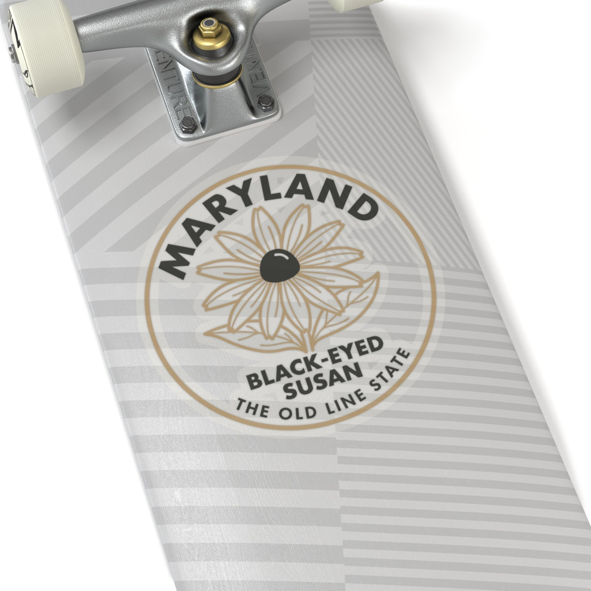 Maryland black-eyed Susan state flower sticker, circular text and botanical design