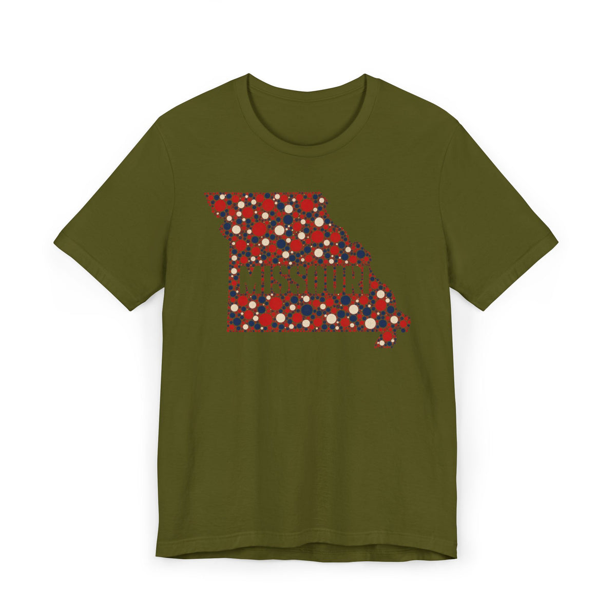 Missouri State Floral Map T-Shirt | Red White and Blue Missouri Outline Graphic Tee