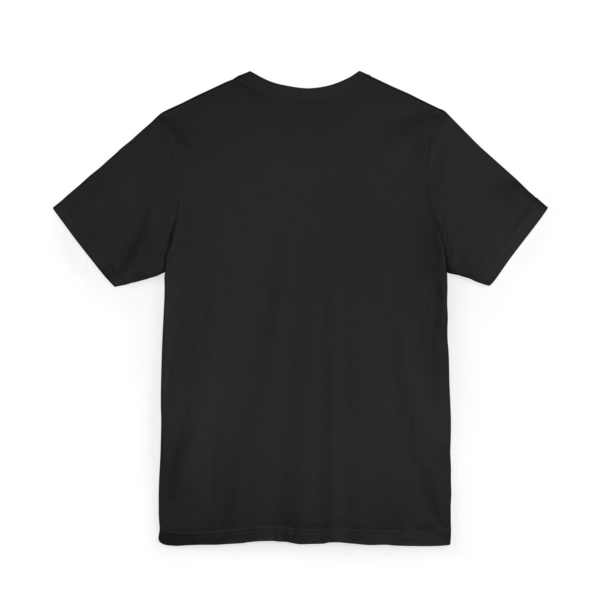 Black crew-neck T-shirt, plain back view