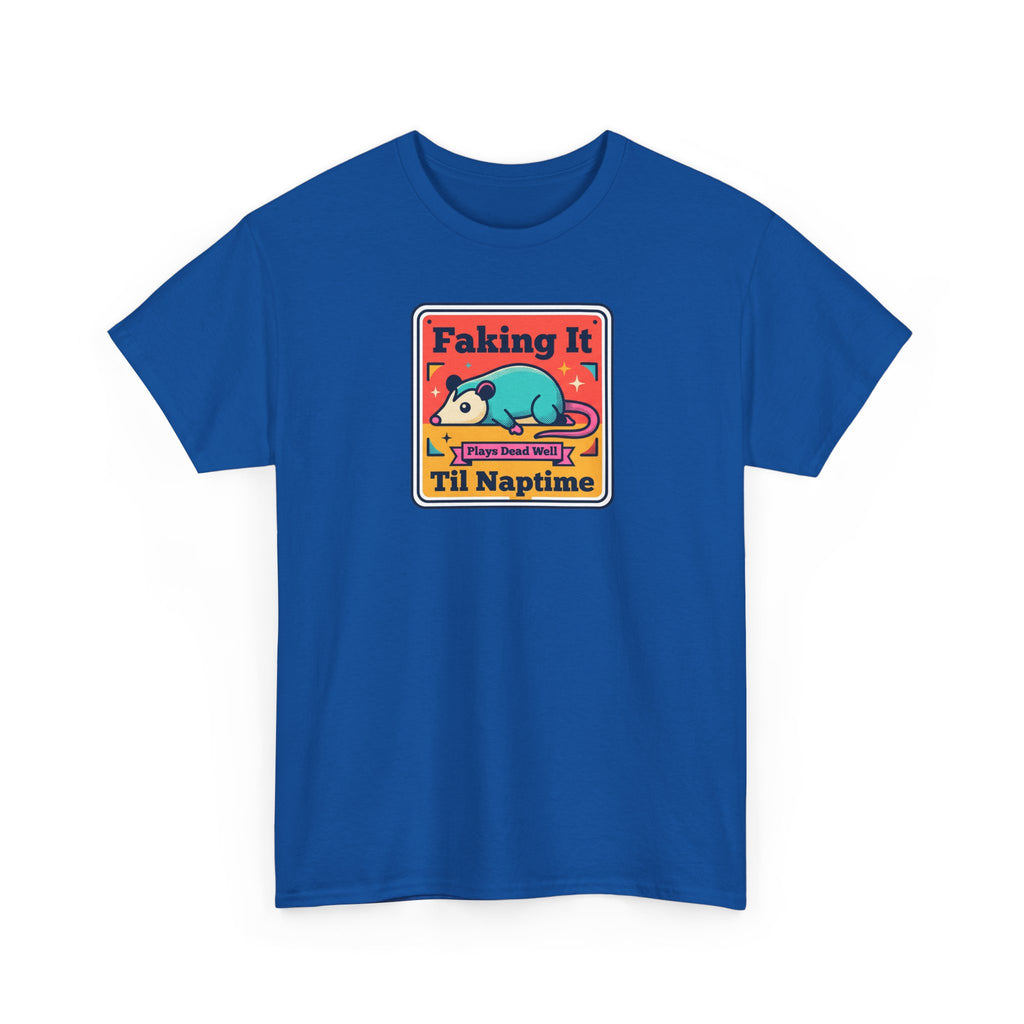 Royal blue T-shirt with cartoon sleeping panda graphic and 'Til Naptime' slogan.