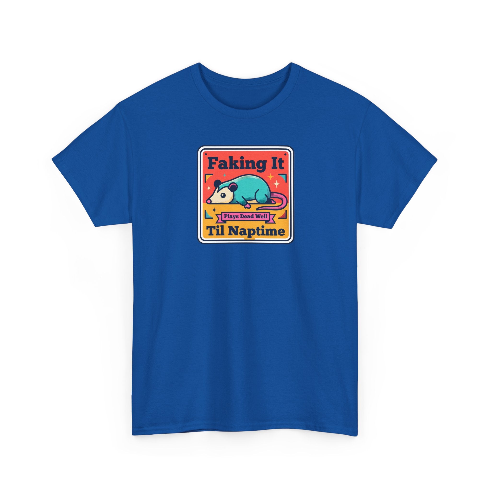 Royal blue T-shirt with cartoon sleeping panda graphic and 'Til Naptime' slogan.