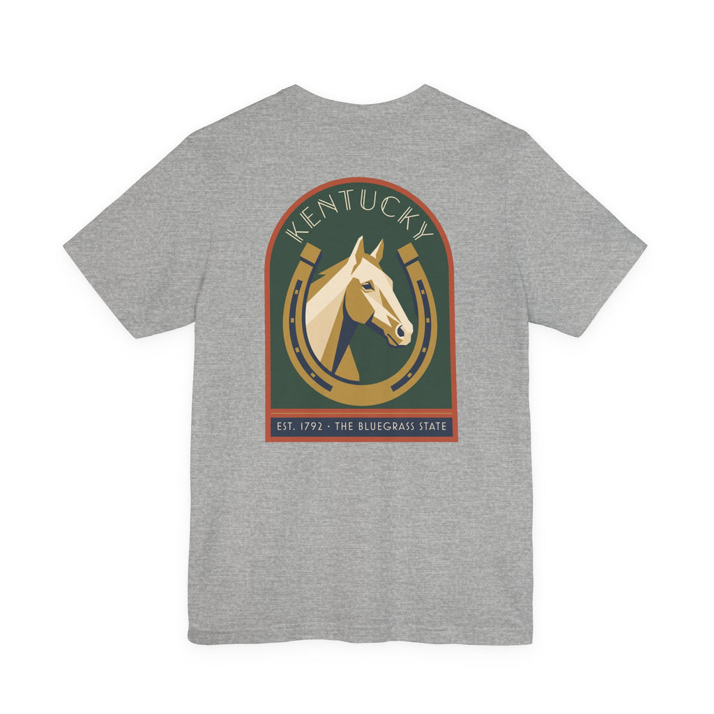 Heather gray T-shirt with Kentucky horse crest graphic