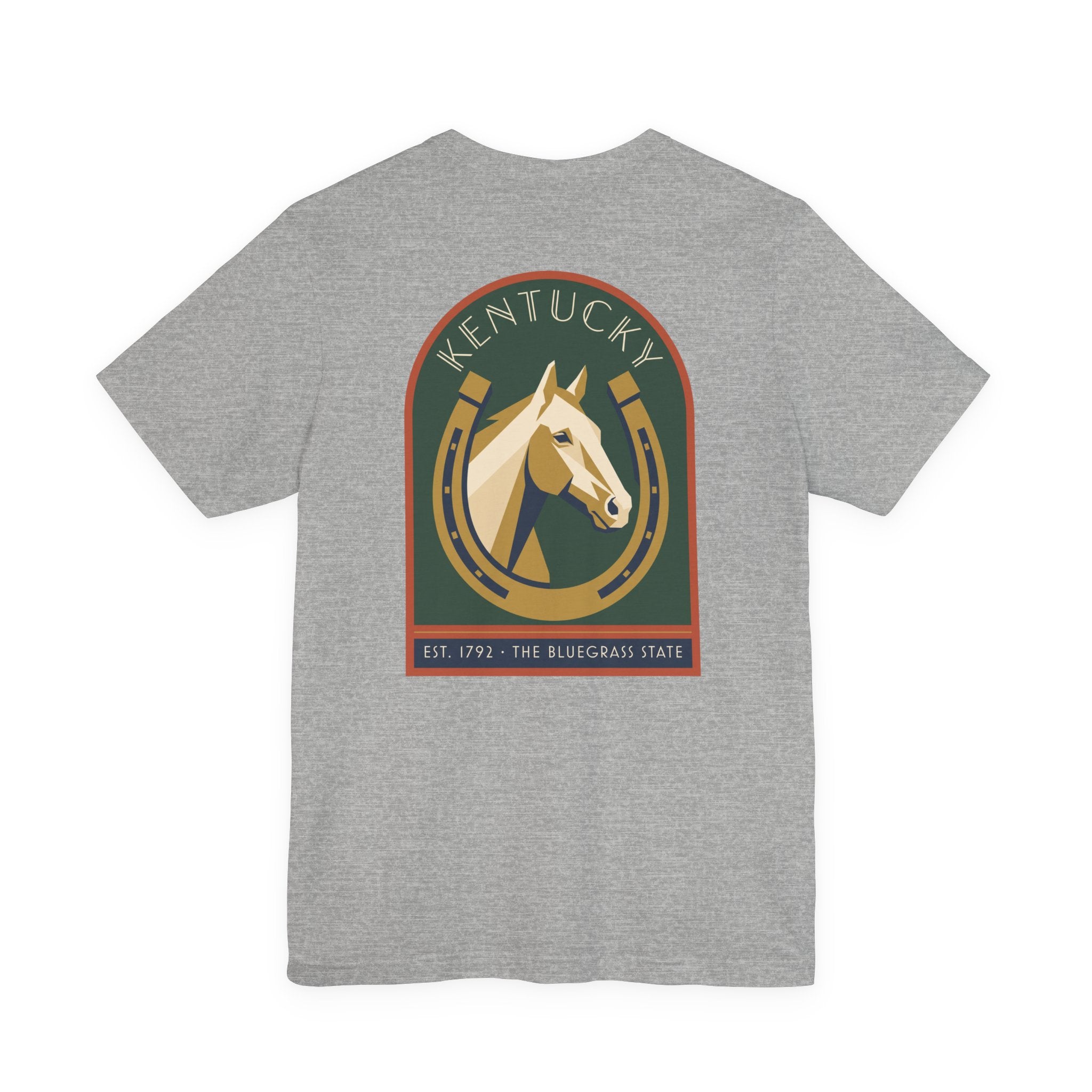 Heather gray T-shirt with Kentucky horse crest graphic
