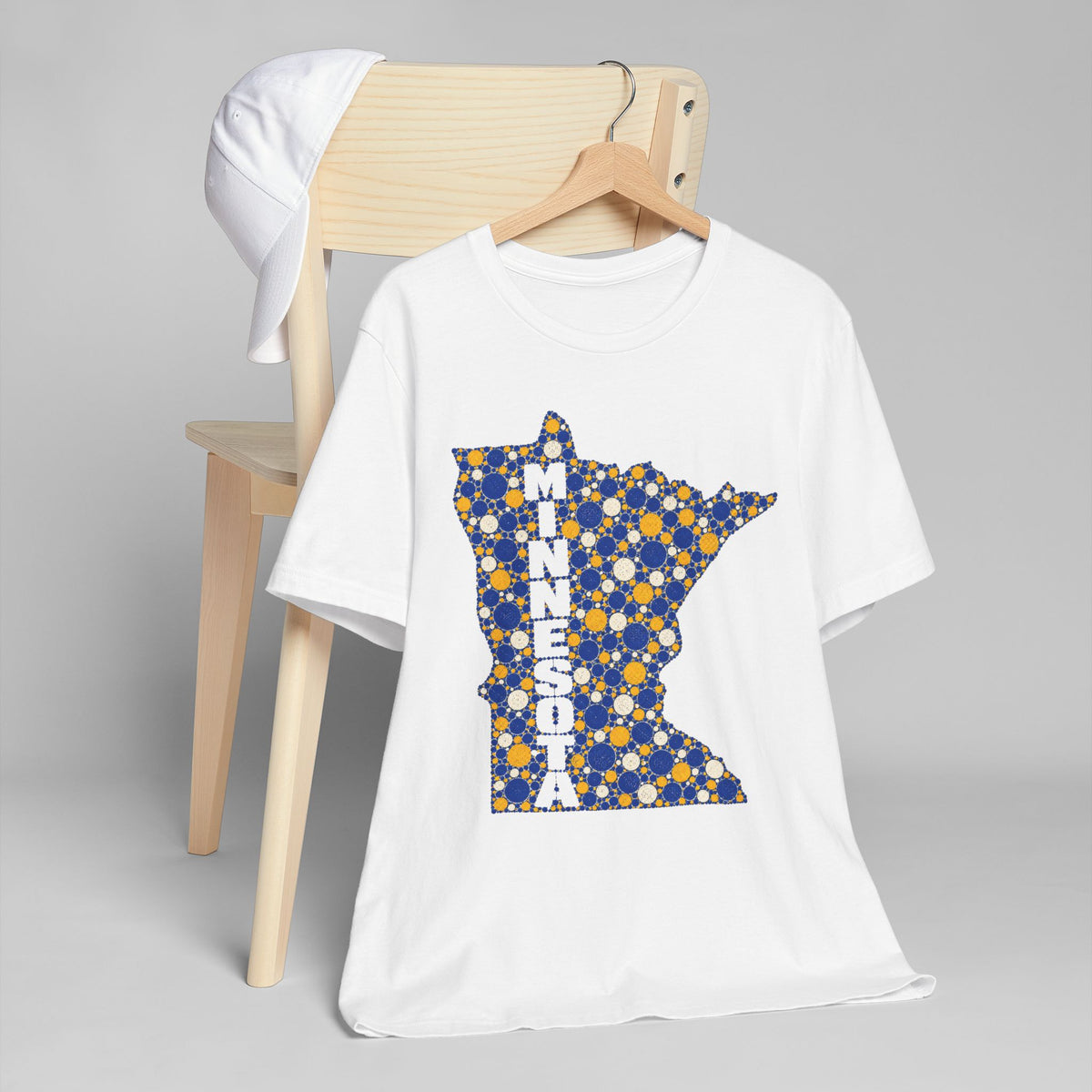 Minnesota State Floral Pattern T-Shirt | Blue and Gold Minnesota Map Graphic Tee