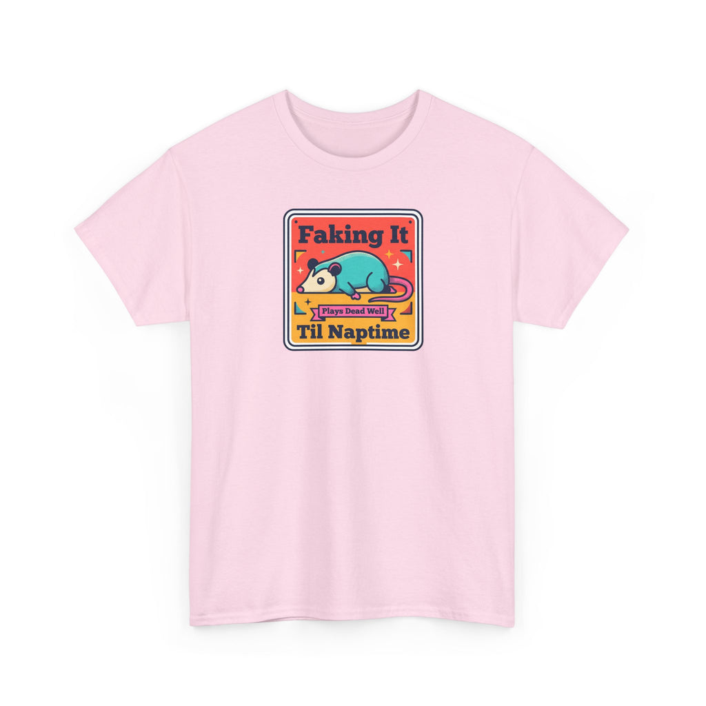 Light pink T-shirt with cartoon sleeping panda graphic and 'Til Naptime' slogan.