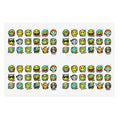 Die-cut emoji face icon sticker sheet with colorful grinning, laughing, and angry faces