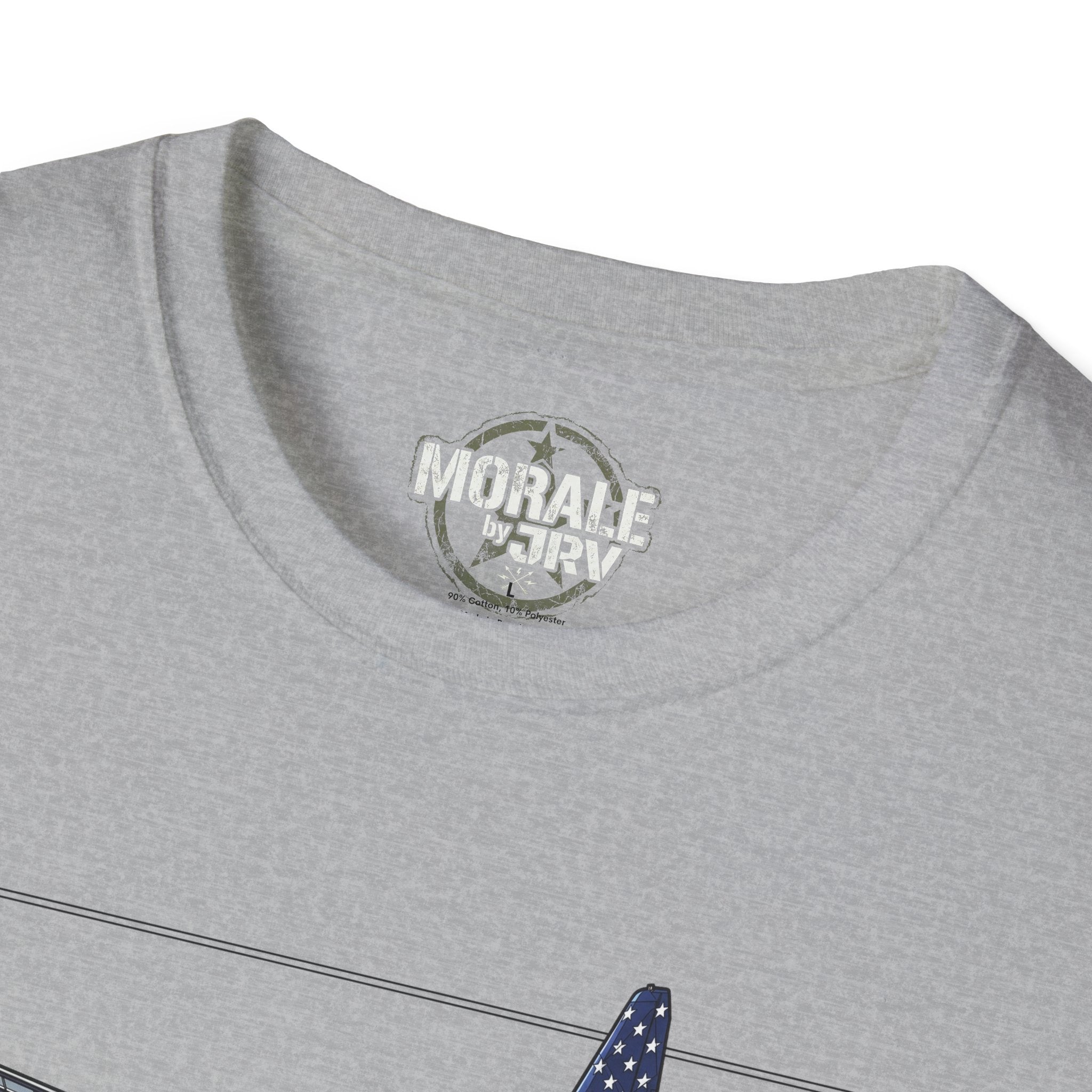 Sport Grey crewneck with “MORALE by TRV” logo patch