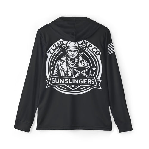 Dark sport hoodie with hood, long sleeves, large back Gunslinger graphic