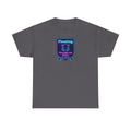 Charcoal crewneck T-shirt with centered neon octopus graphic patch