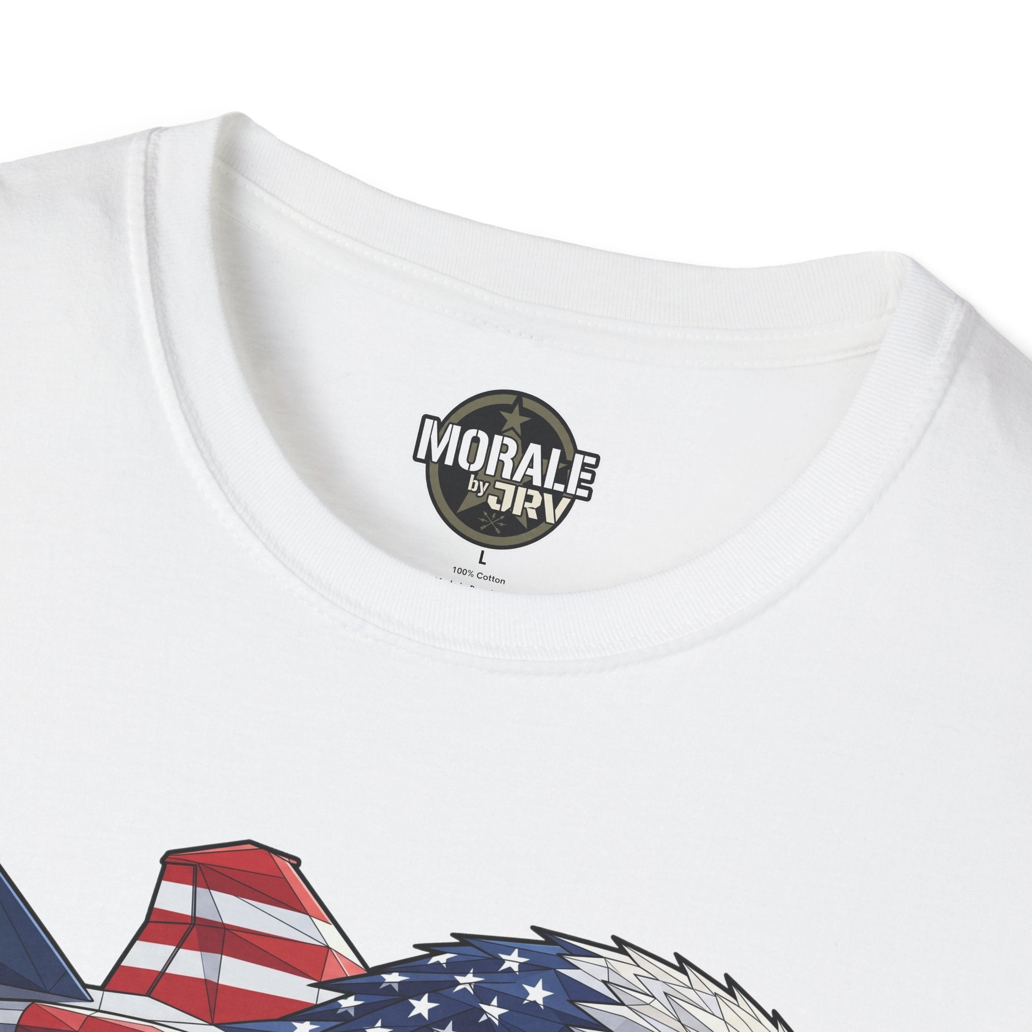 White T-shirt crew neck with small chest logo patch
