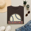 Dark brown crew-neck baseball T-shirt with baseball “DIAMOND” graphic