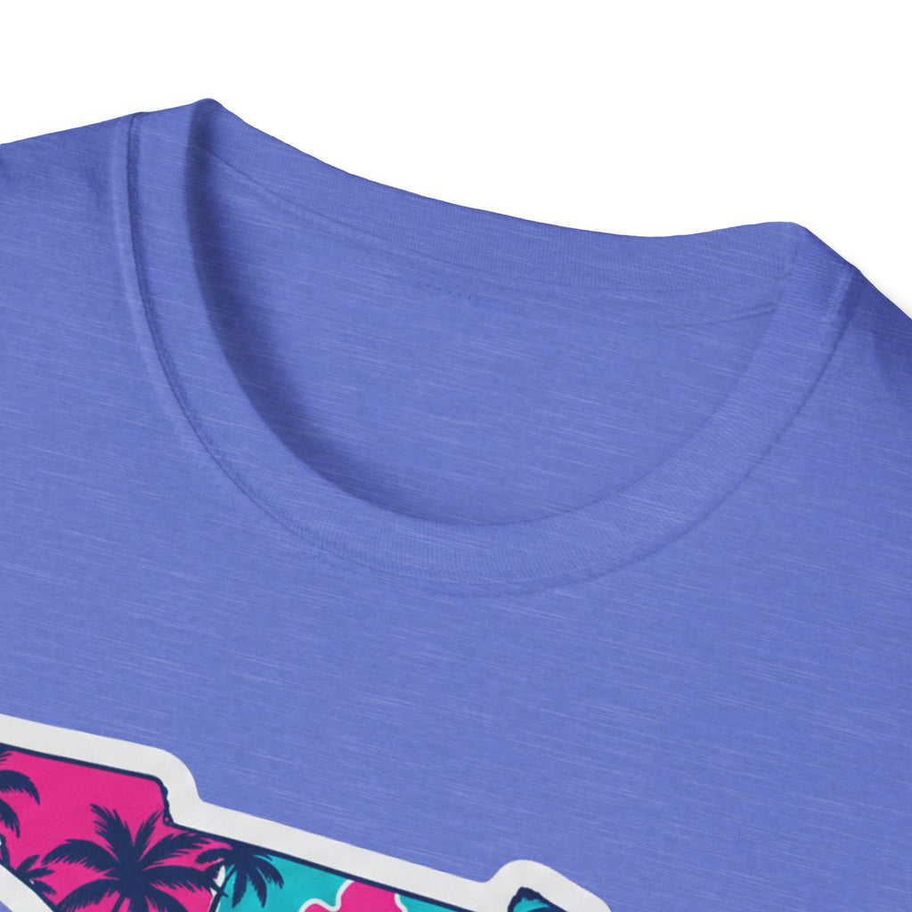 Light purple T-shirt with crew neckline and partial Florida map graphic