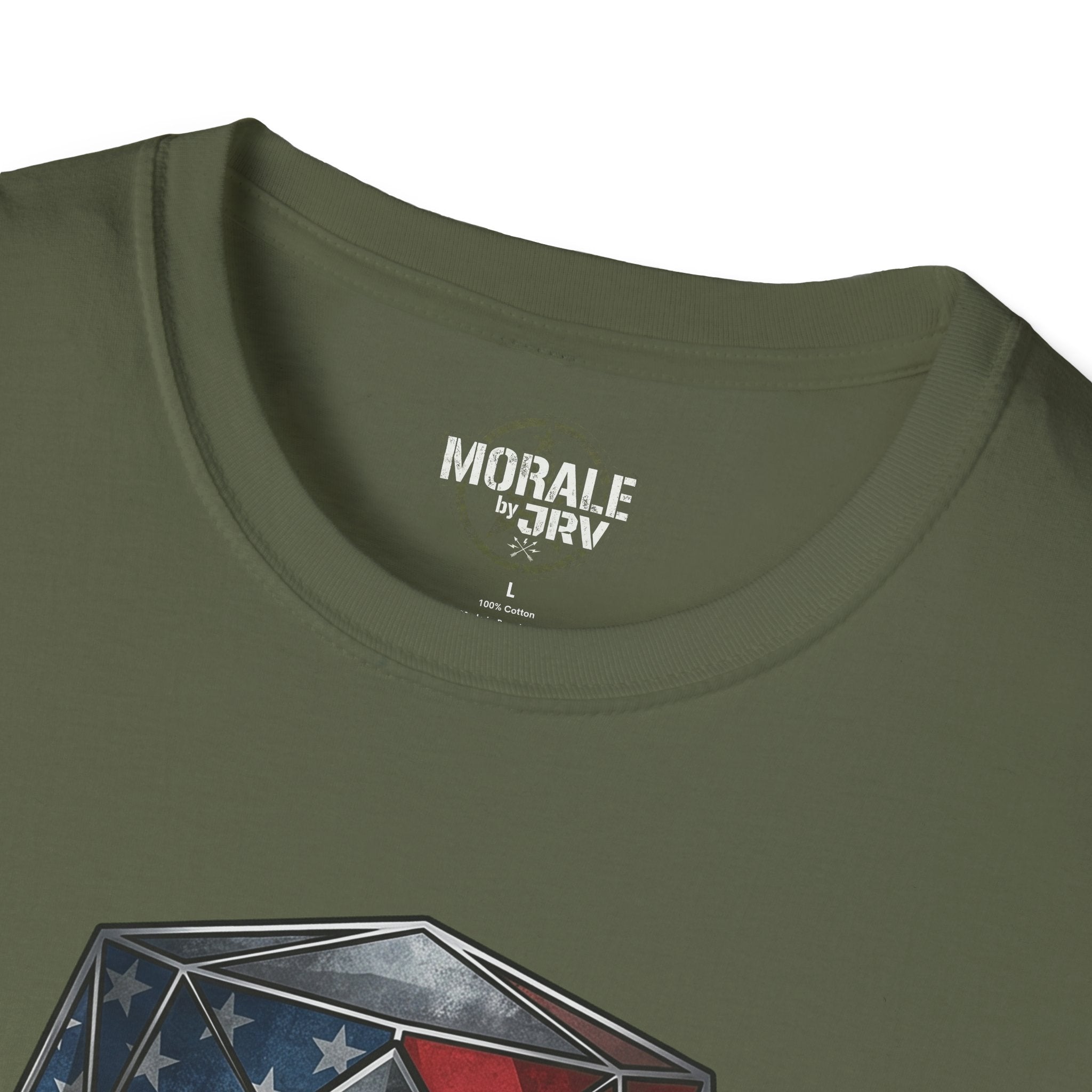 Military Green T-shirt neck logo patch