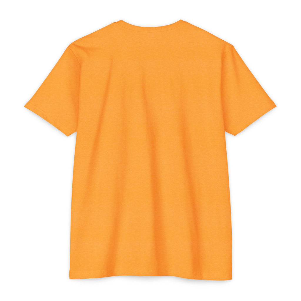 Unisex orange crew-neck T-shirt with short sleeves, plain front