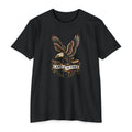 Black T-shirt with multicolor eagle graphic and “LAND OF THE FREE” text