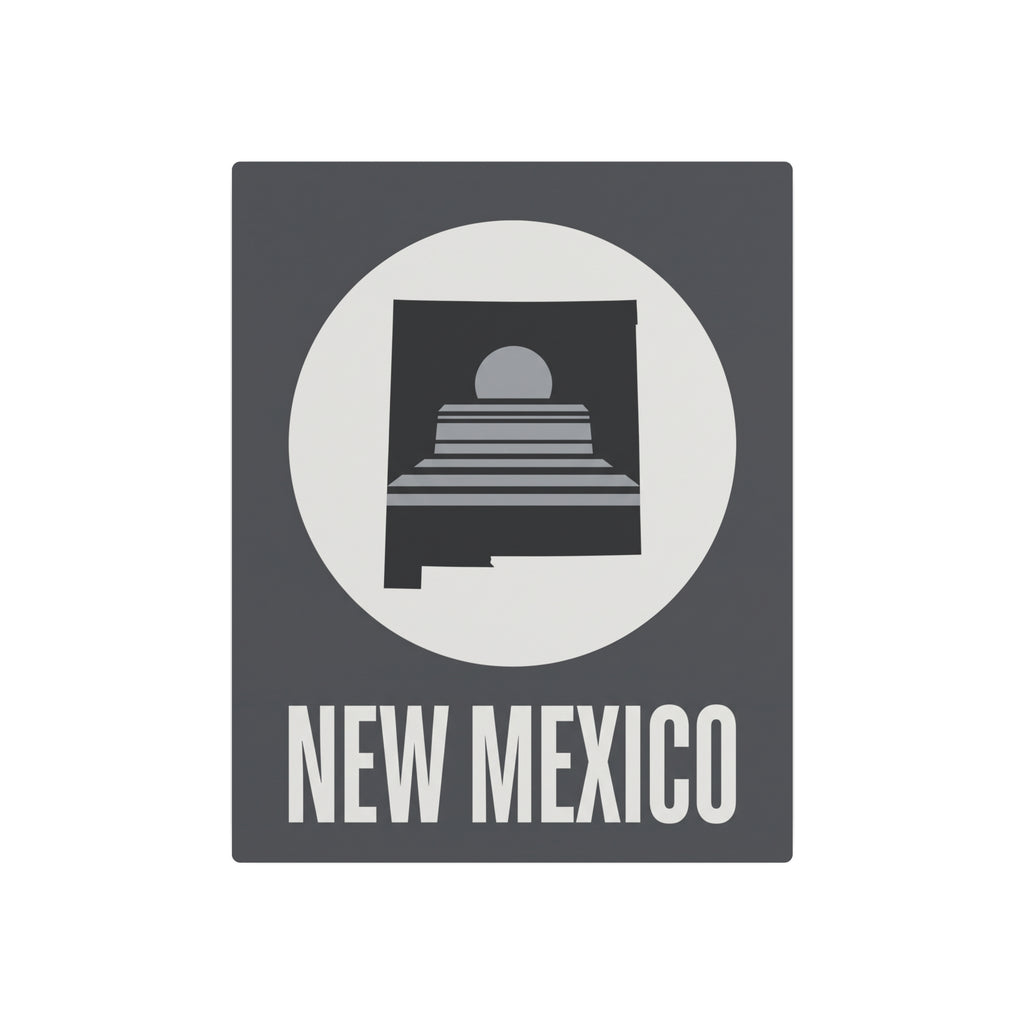 Square New Mexico metal wall sign with circular skyline graphic and bold “NEW MEXICO” text