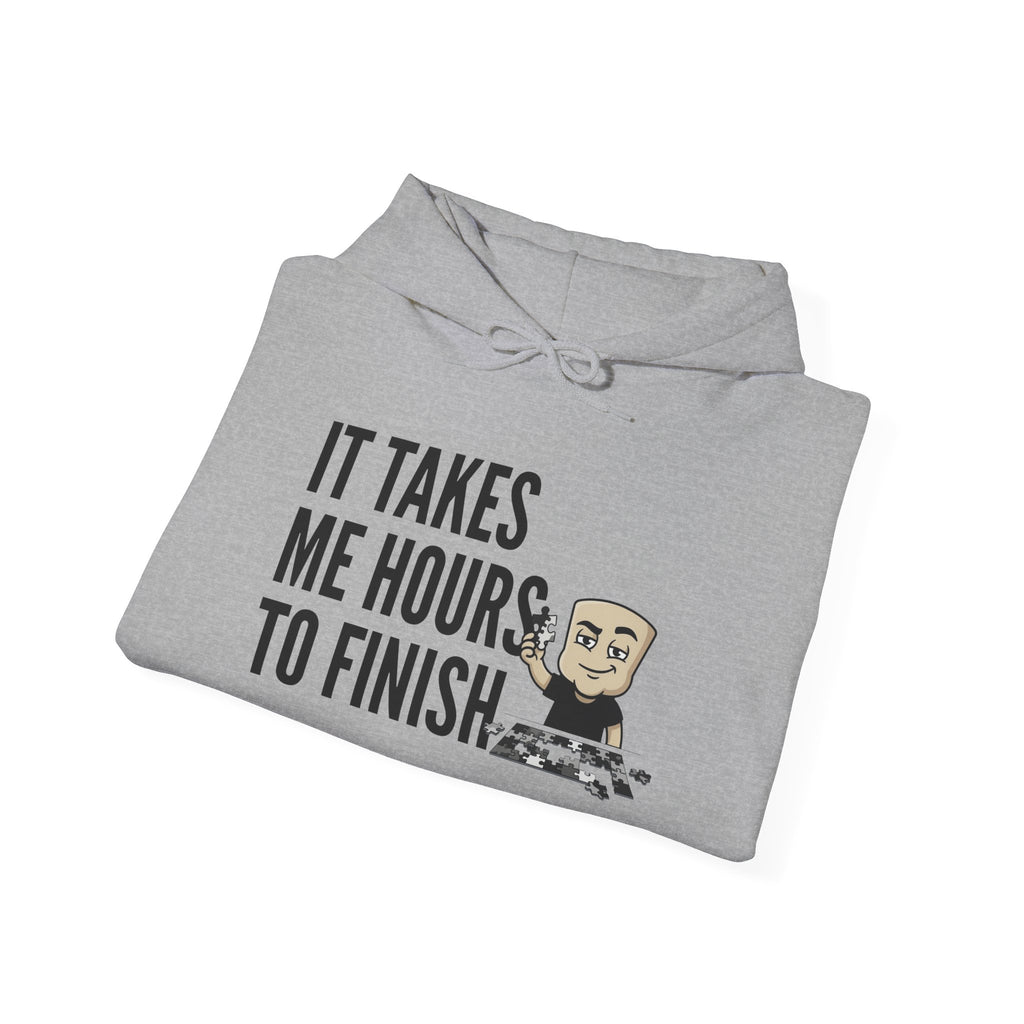 Light gray hoodie with front graphic text and chess figure