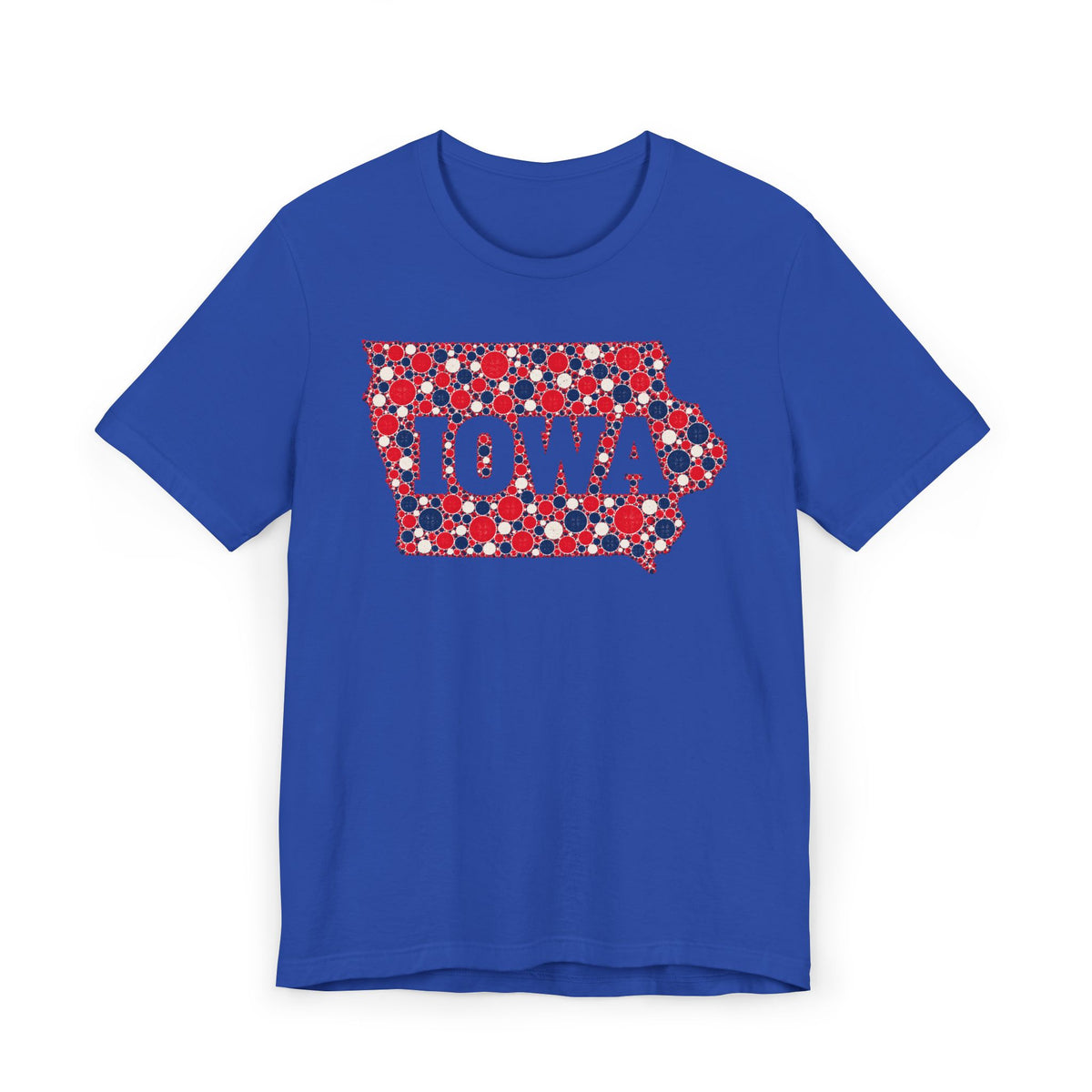 Iowa State Floral Pattern T-Shirt | Red White and Blue Iowa Outline Graphic Tee