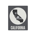 California silhouette metal wall sign with palm tree, striped rays and 'CALIFORNIA' text