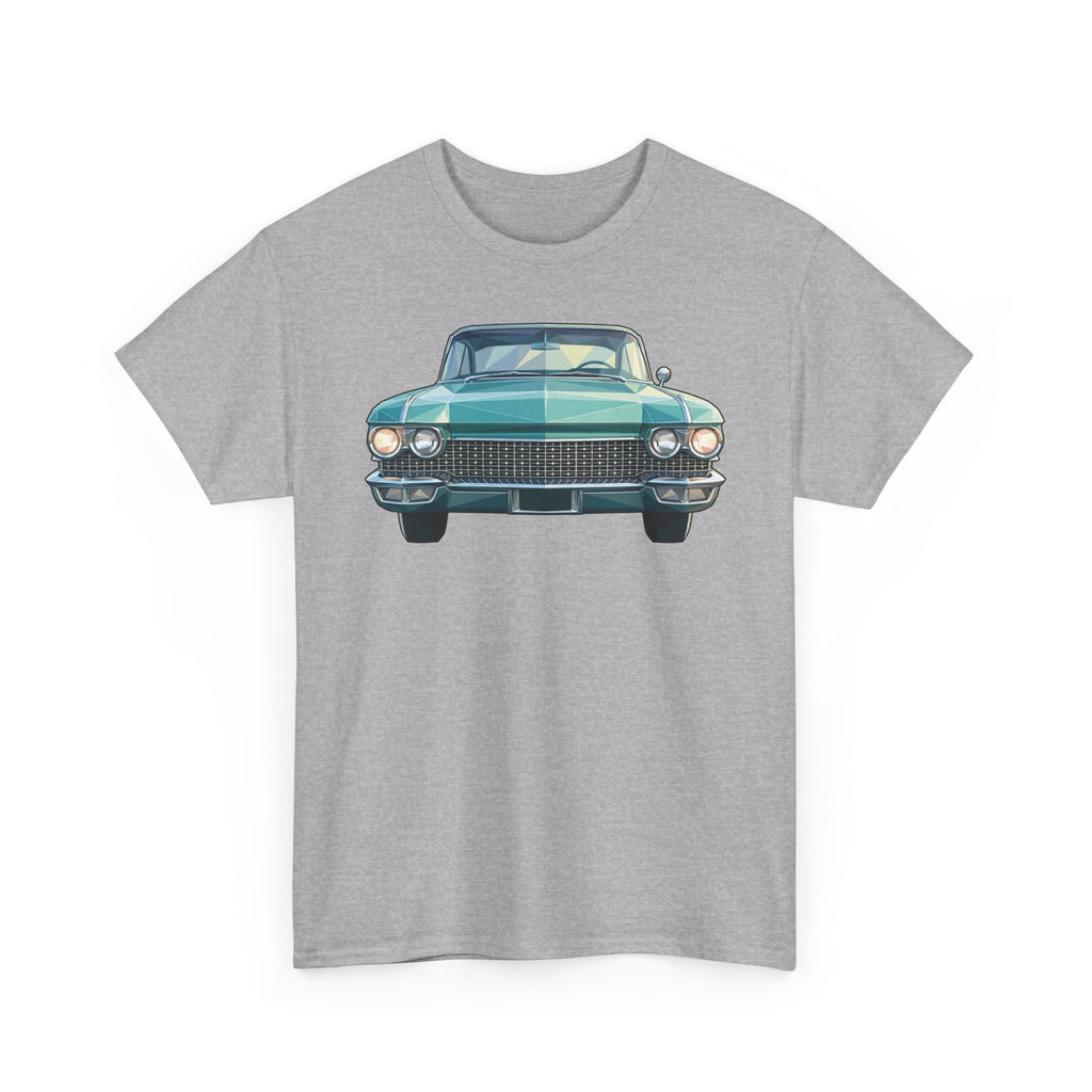 Charcoal t-shirt with teal classic car front illustration