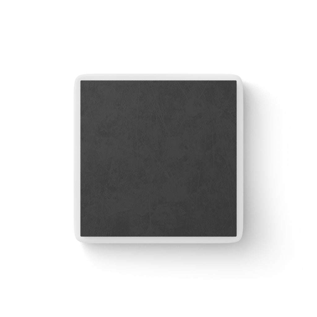 Square porcelain magnet with dark backing, blank front
