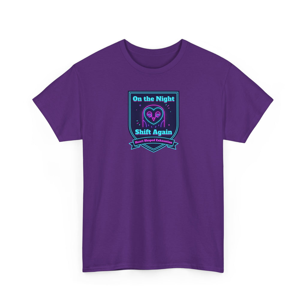 Purple T-shirt with crew neck and front graphic print