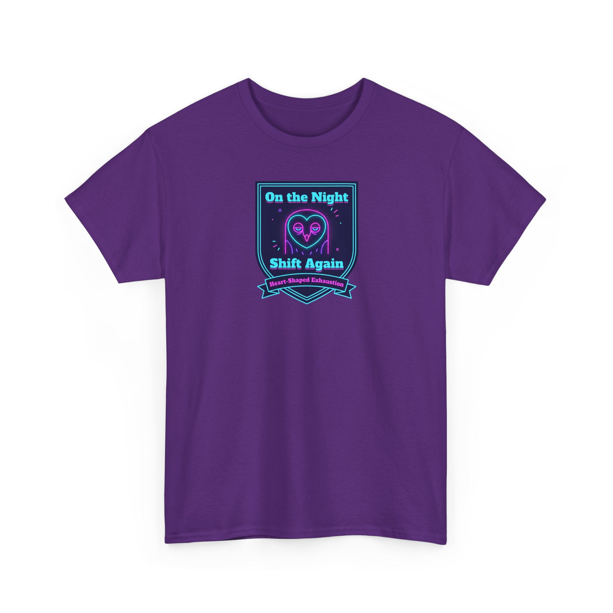 Purple T-shirt with crew neck and front graphic print